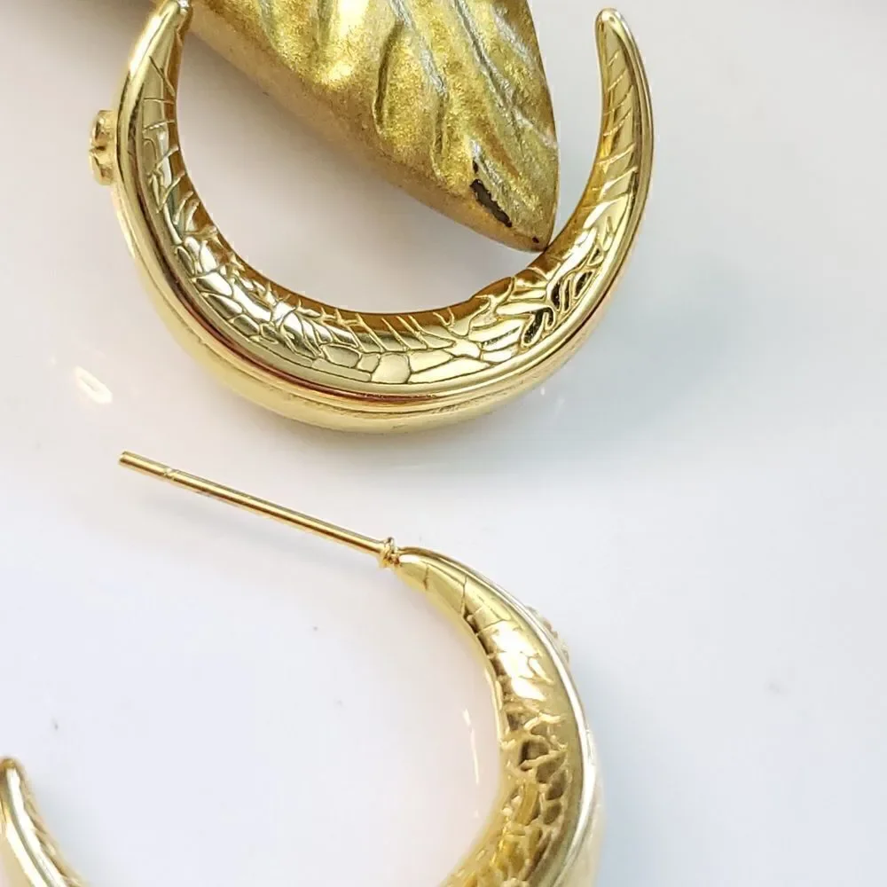Anthro Etched Hoop Earrings
